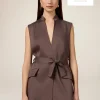 Gilet fluido misto lyocell con cintura