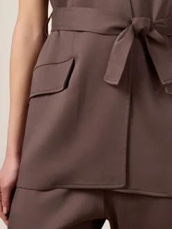 Gilet fluido misto lyocell con cintura