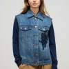 Gilet in denim con patch gioiello