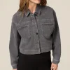 Giubbotto denim corto con strass applicati
