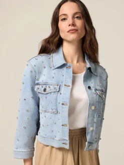 Giubbotto in denim con castoni