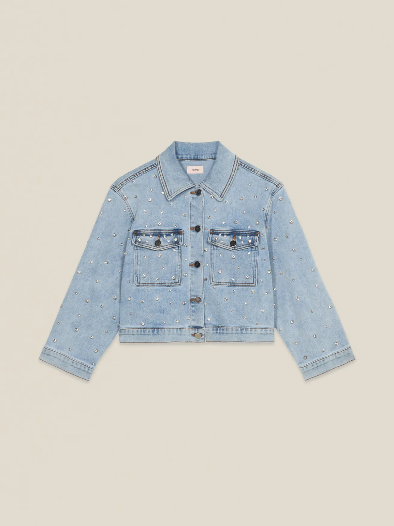 Giubbotto in denim con castoni