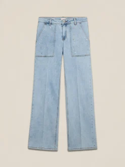 Jeans a palazzo con castoni