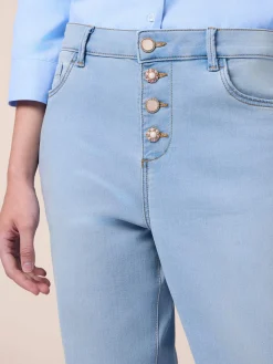 Jeans boyfit stone washed con bottoni gioiello