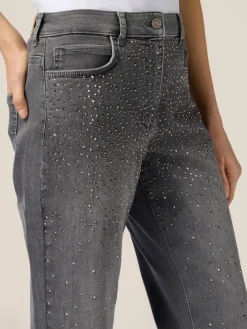 Jeans regular con applicazioni di strass