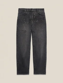 Jeans regular con applicazioni di strass