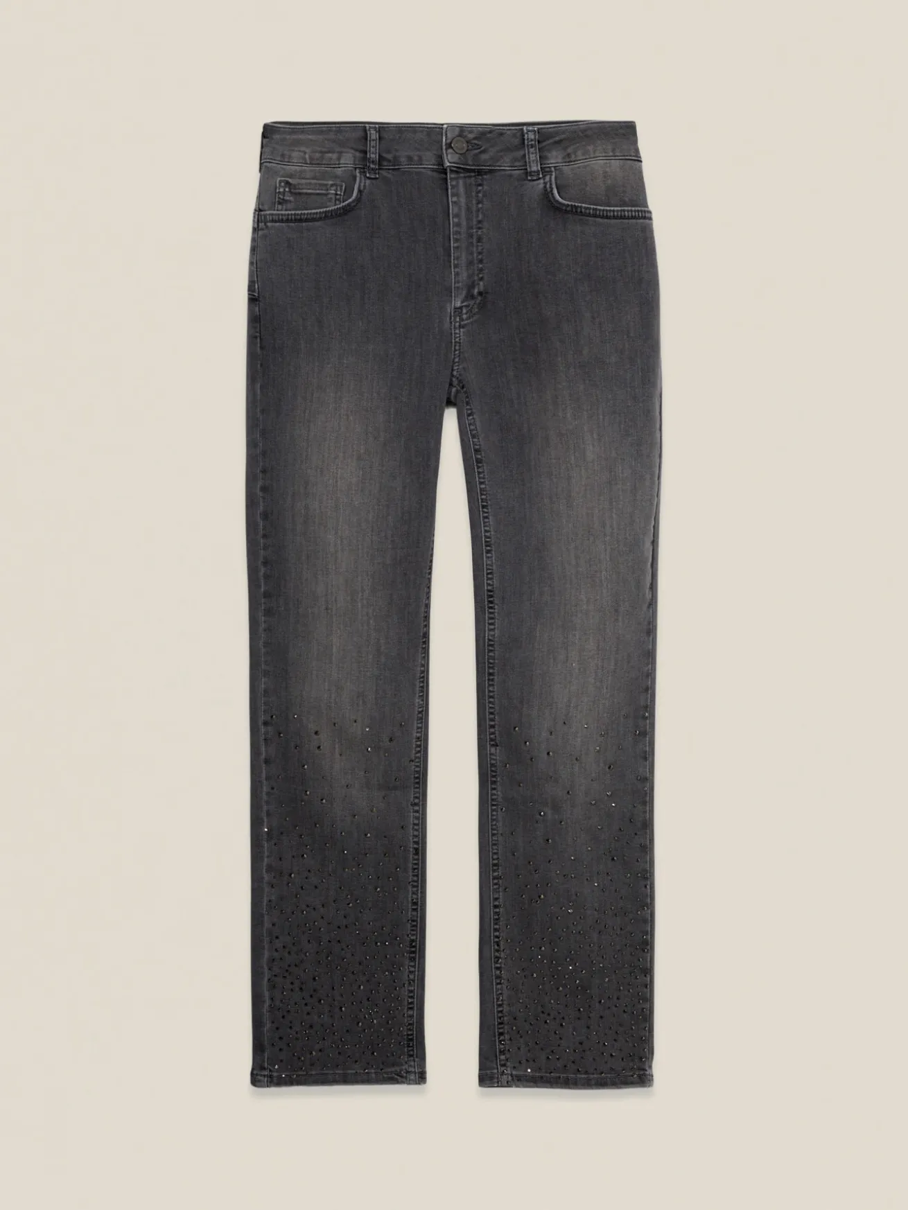 Jeans regular con borchie decorative