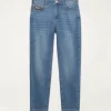 Jeans skinny push up con dettaglio catena