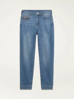Jeans skinny push up con dettaglio catena