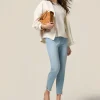 Jeans skinny stone bleached con dettaglio bottoni