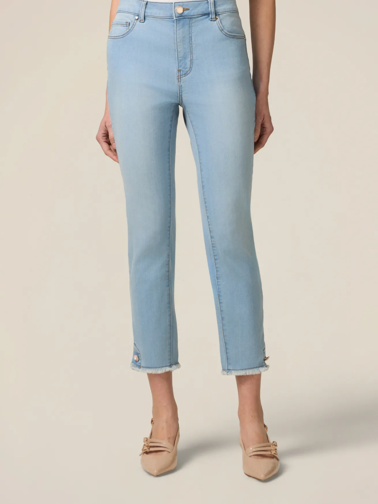 Jeans skinny stone bleached con dettaglio bottoni