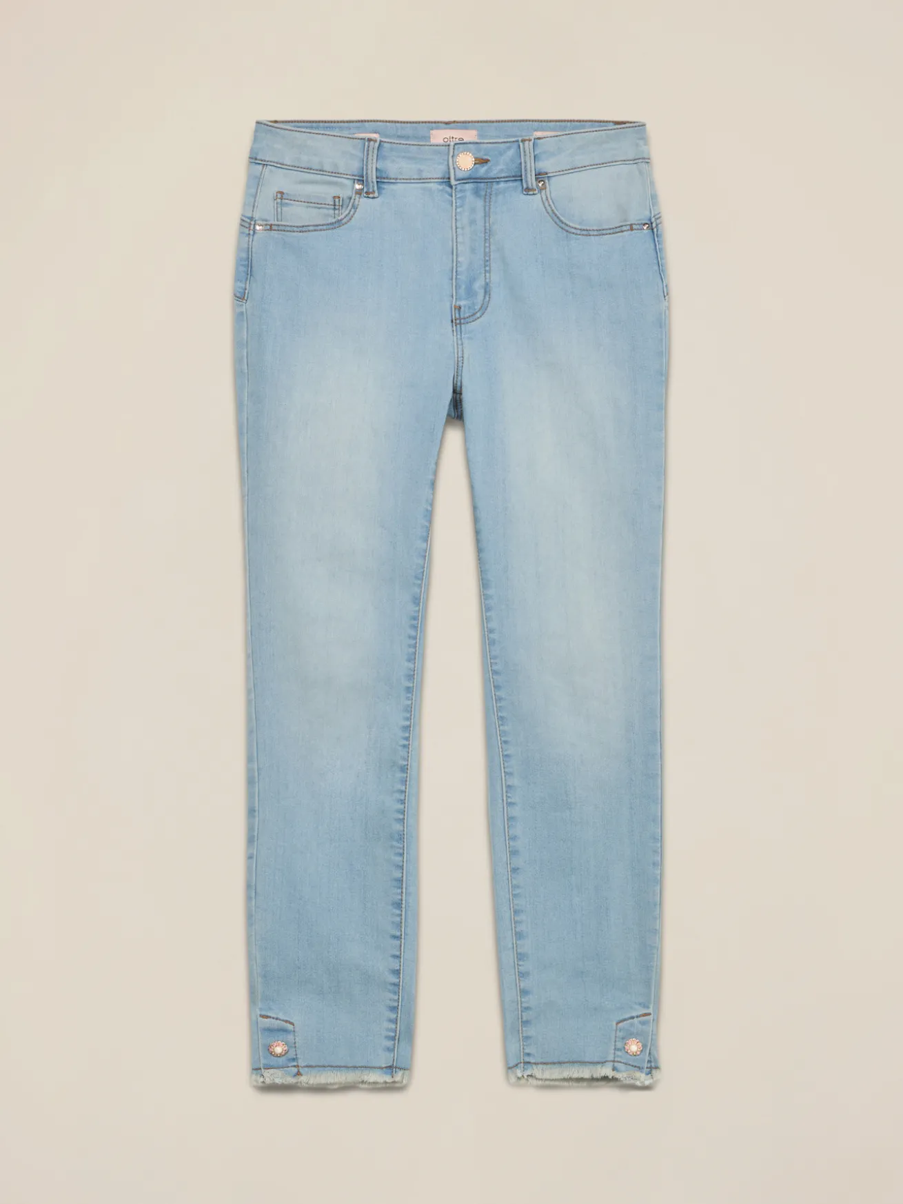 Jeans skinny stone bleached con dettaglio bottoni