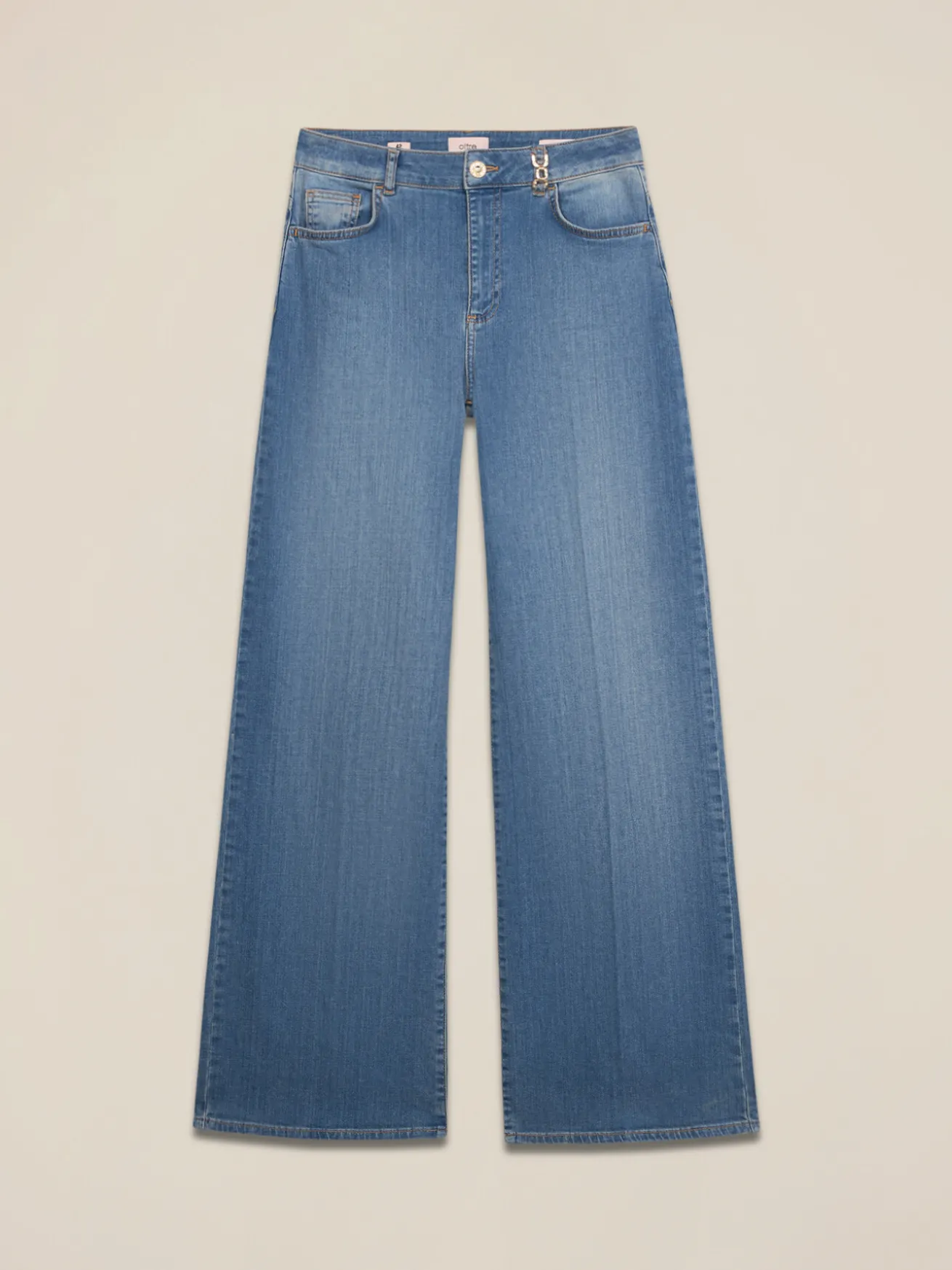 Jeans wide leg con dettaglio catena
