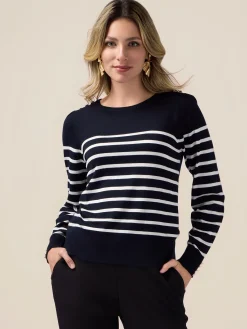 Maglia a righe con bottoni metallici