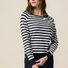 Maglia a righe con ricamo gioiello