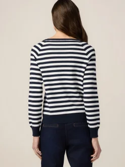 Maglia a righe con ricamo gioiello