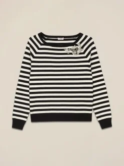 Maglia a righe con ricamo gioiello