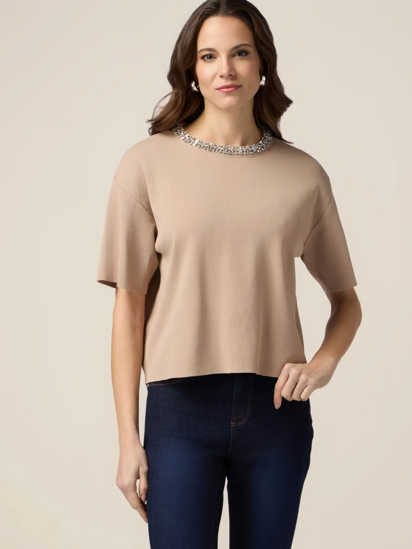 Maglia boxy con ricamo gioiello
