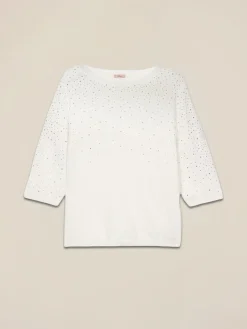 Maglia con pioggia di borchiette/strass