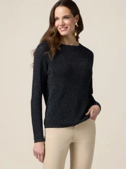 Maglia girocollo lurex con bottoni dietro