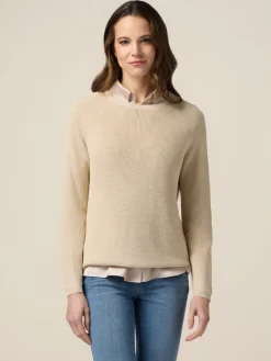 Maglia girocollo lurex con bottoni dietro