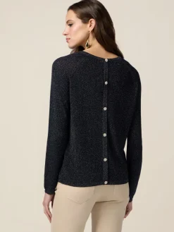 Maglia girocollo lurex con bottoni dietro