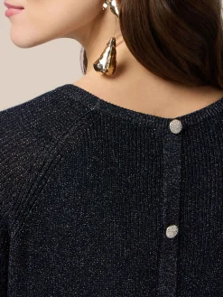 Maglia girocollo lurex con bottoni dietro