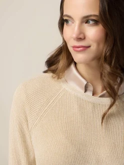 Maglia girocollo lurex con bottoni dietro