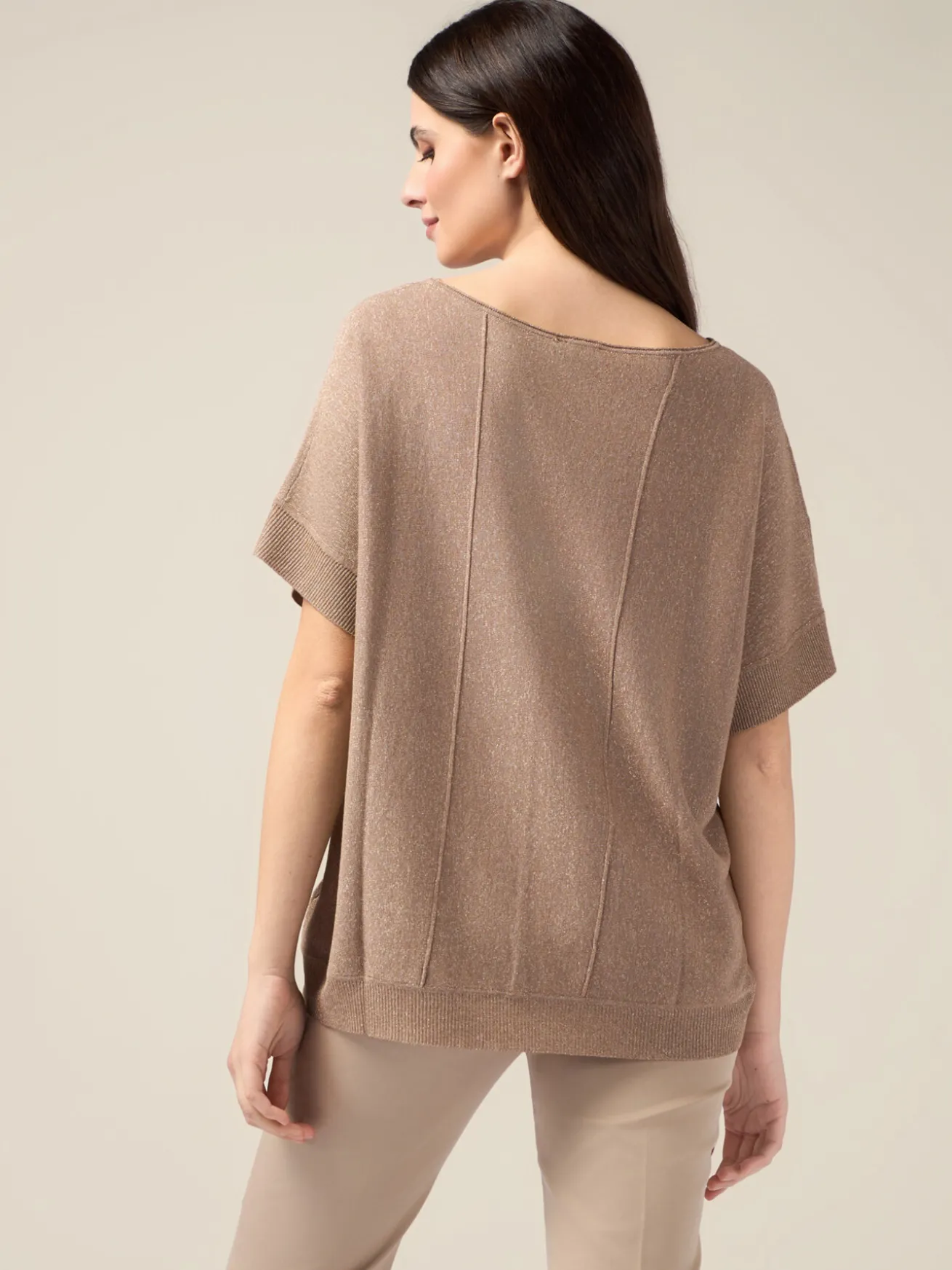 Maglia lurex con maniche corte
