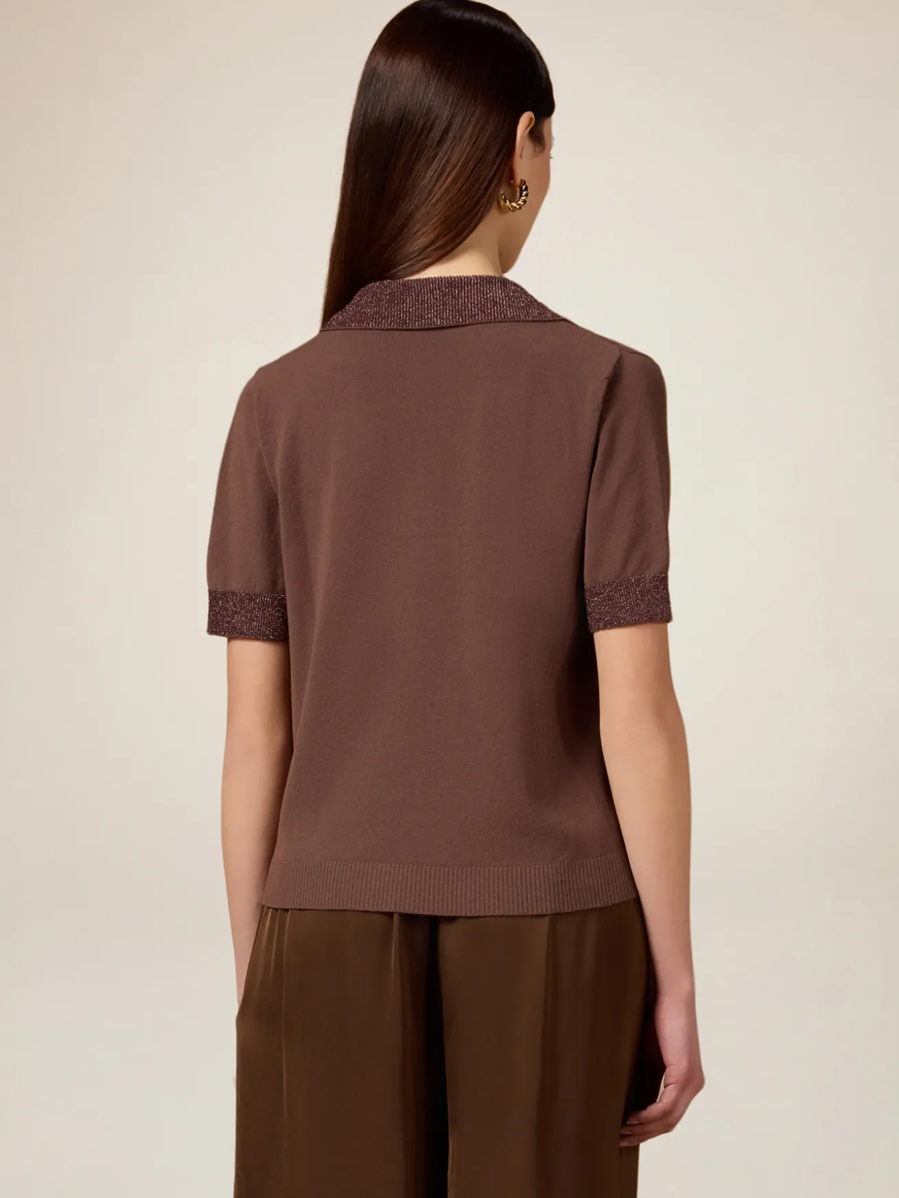 Maglia polo con profili lurex
