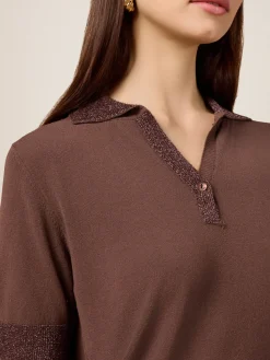 Maglia polo con profili lurex