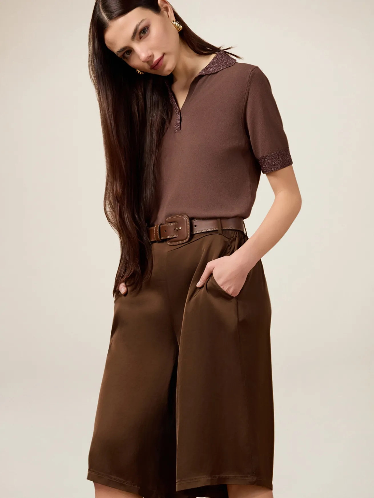 Maglia polo con profili lurex