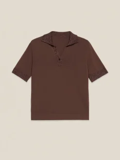 Maglia polo con profili lurex