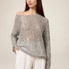 Maglia traforata con paillettes