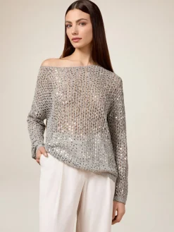 Maglia traforata con paillettes