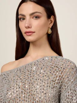 Maglia traforata con paillettes