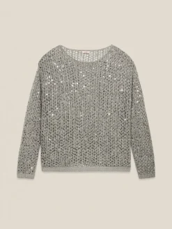 Maglia traforata con paillettes