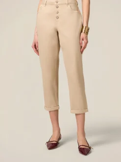 Pantaloni boyslim in cotone/lyocell