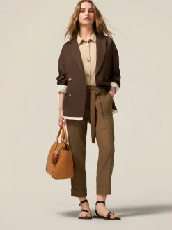 Pantaloni chino misto lino