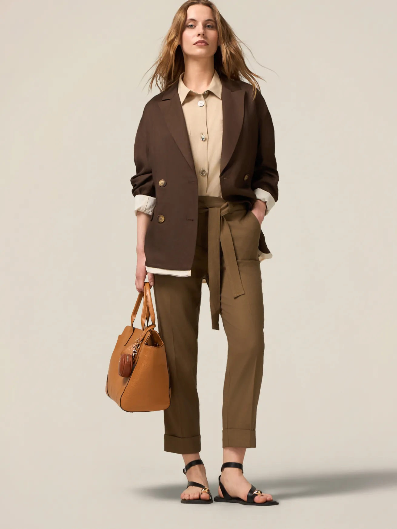 Pantaloni chino misto lino