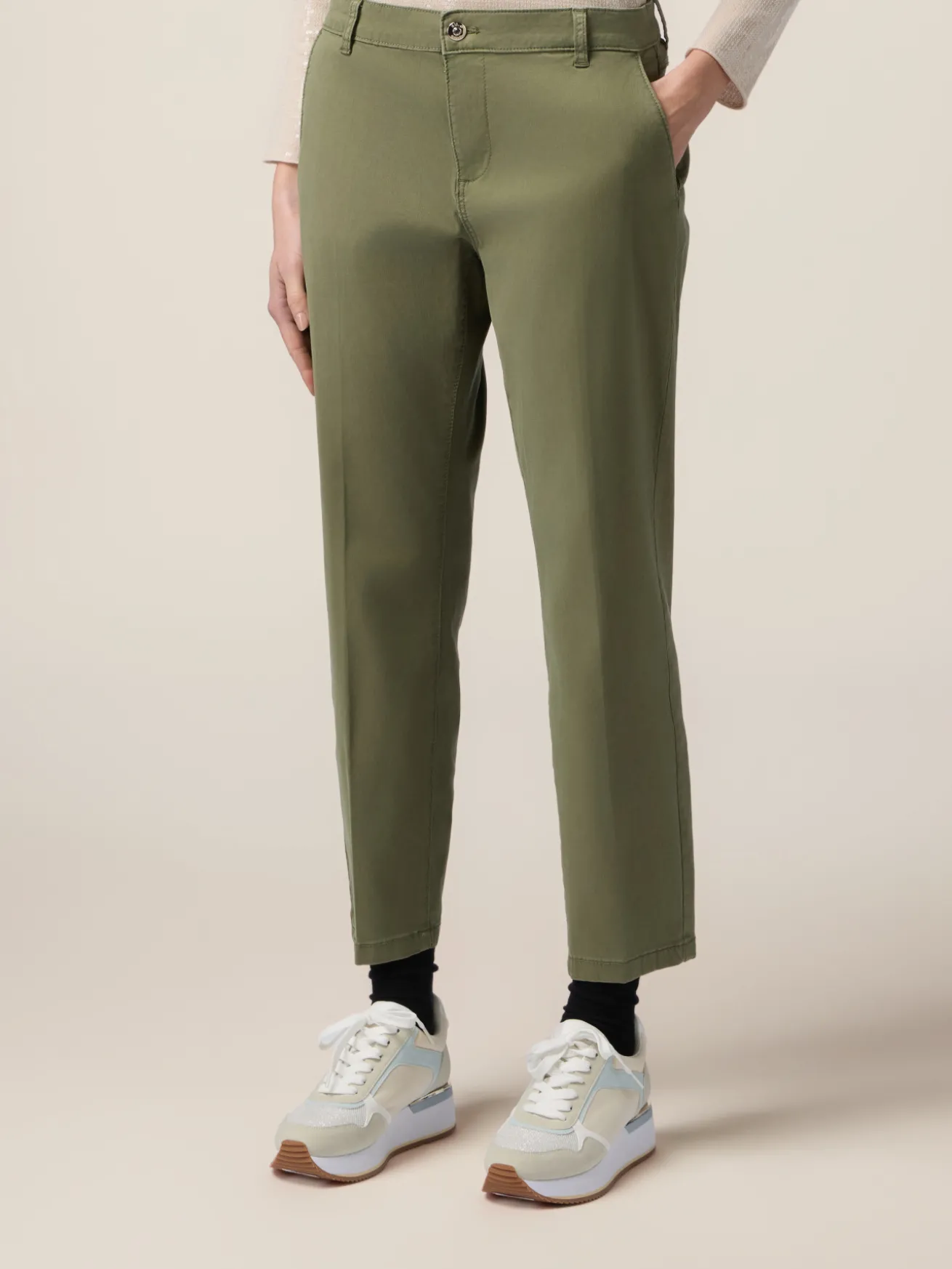 Pantaloni chino misto tencel