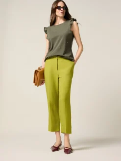 Pantaloni cropped misto lino
