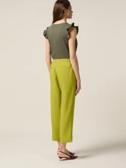 Pantaloni cropped misto lino