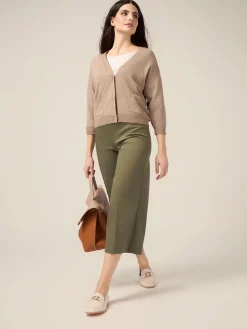 Pantaloni cropped palazzo misto cotone