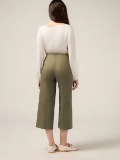 Pantaloni cropped palazzo misto cotone