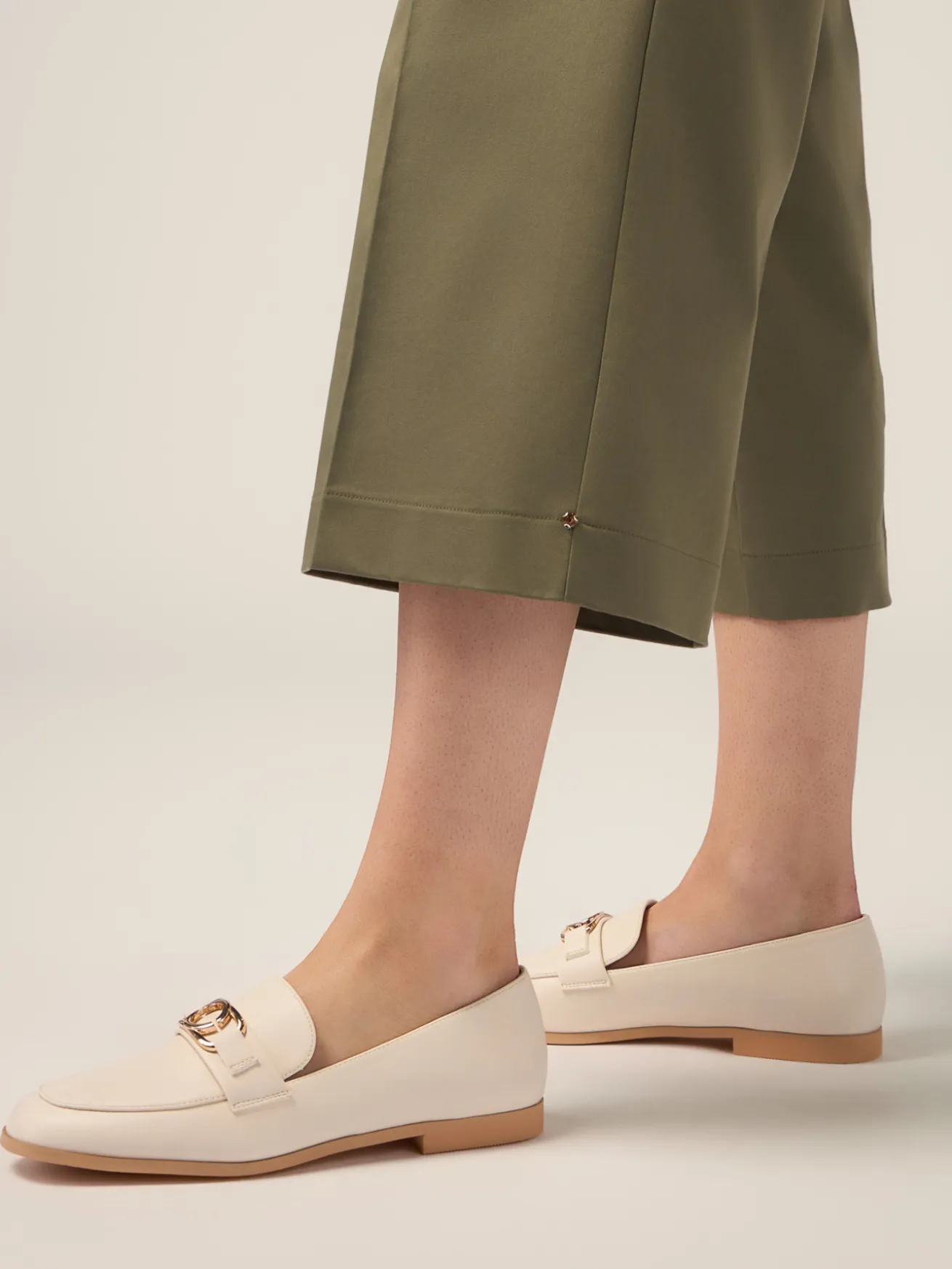 Pantaloni cropped palazzo misto cotone