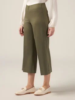 Pantaloni cropped palazzo misto cotone
