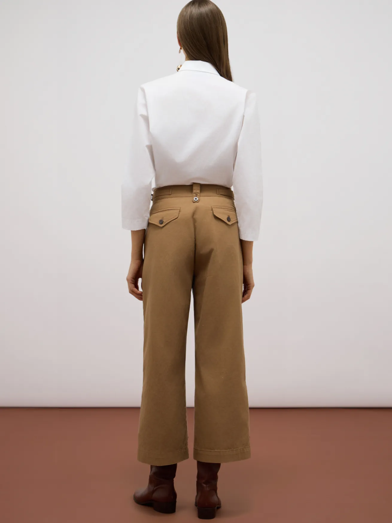 Pantaloni palazzo in drill misto cotone