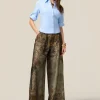 Pantaloni palazzo in raso fantasia