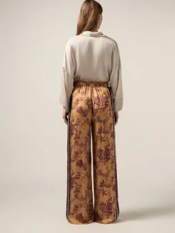 Pantaloni palazzo in raso fantasia